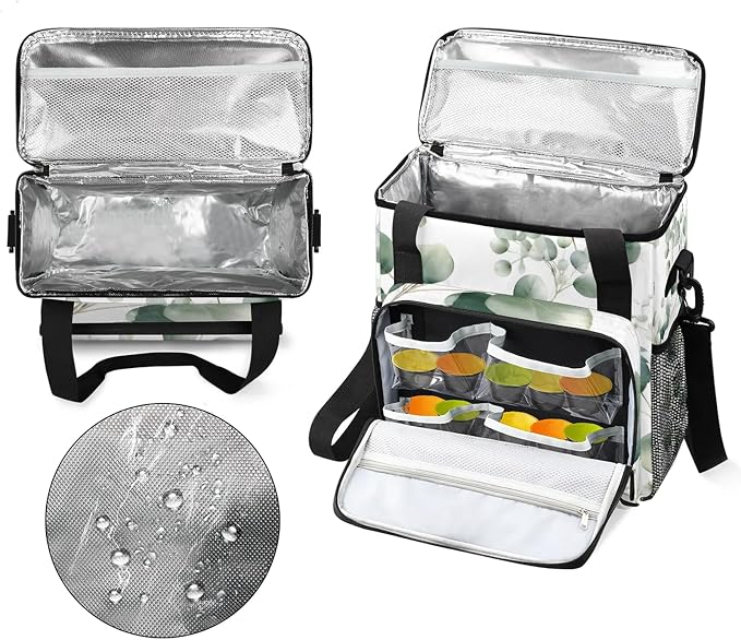 Eucalyptus Leaf Coffee Maker Carring Bag, Large Insulated Storage Organizer - Image 3