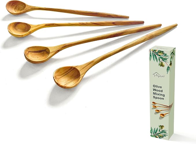 WONDERFUL 100% Natural Olive Wood Long Handle Spoons by WONDERFULHOUSEHOLD