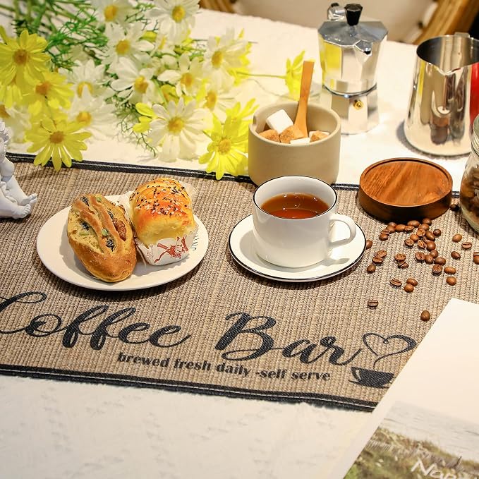 Cunhill 2 Pieces Coffee Bar Mat, Coffee Bar Accessories 20 x 14 Inch Coffee Bar - Image 2