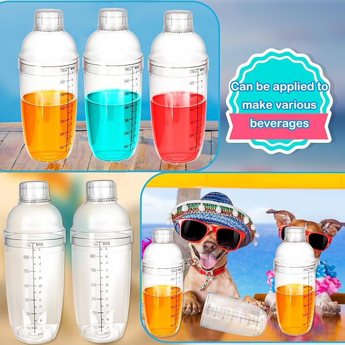 9 Pcs Plastic Cocktail Shaker 24 OZ/ 700 ML Clear Plastic Diy Hand Shaker Mixer - Image 6