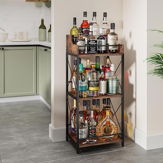 KLM Liquor Bottle Display Shelf, Coffee Syrup Rack Organizer, 3 Step Countertop - Image 5
