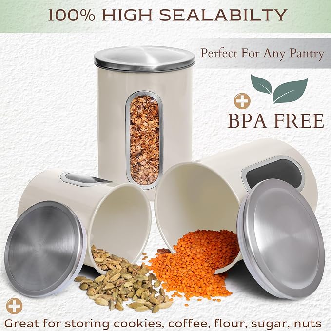 Moss & Stone 3-Piece Beige Canisters Sets - Image 3