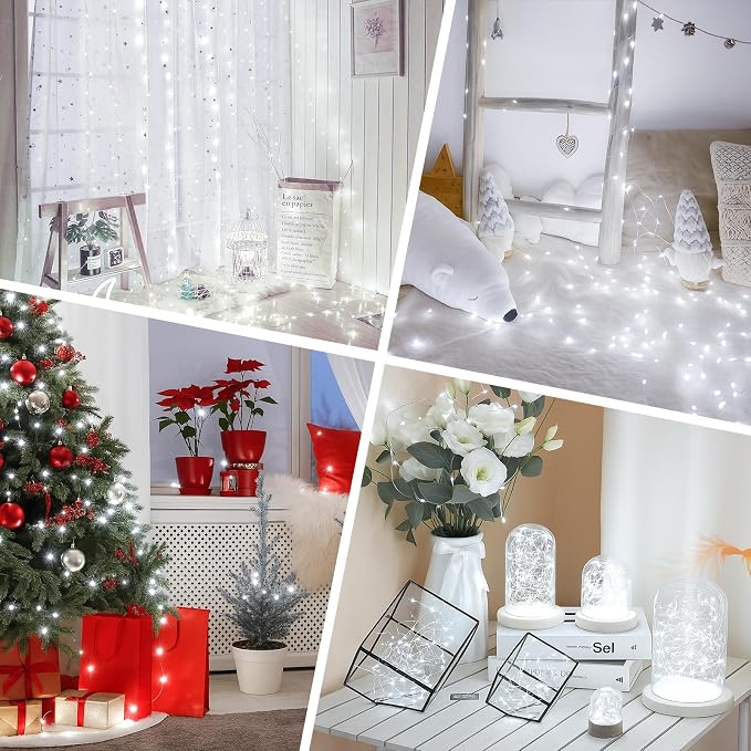 Lakumu 32FT Cool White Fairy Lights, Rechargeable Battery Operated String Lights - Image 7