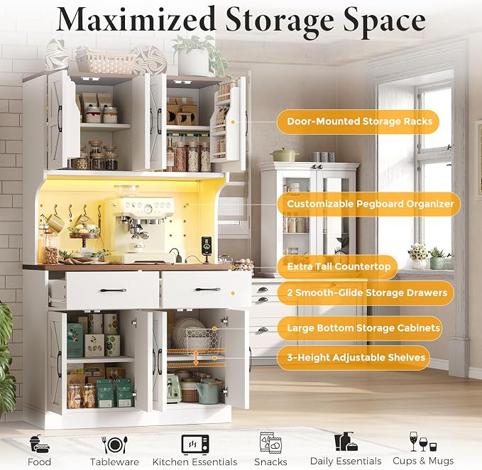 VK·LIVING 71" Kitchen Pantry Cabinet, Farmhouse Storage Cabinet - Image 4
