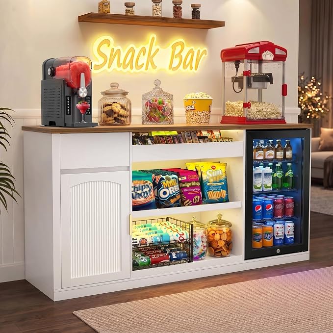 GDLF Snack Bar Cabinet with Fridge Space, 70.1" Snack Organizer with Storage by GDLFGoodLife