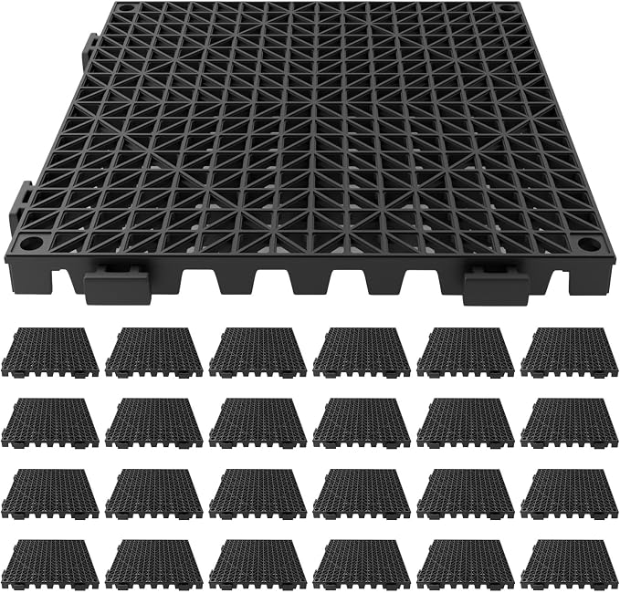 Tioncy 24 Pcs Bar Countertop Supplies Interlocking Mats 12 x 12 Inch Black by Tioncy