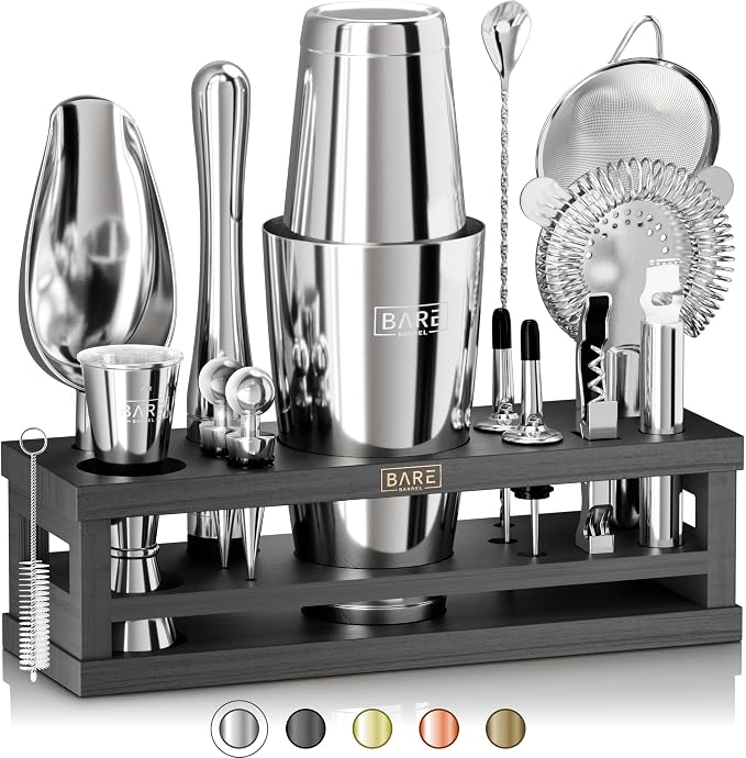 BARE BARREL® Mixology Bartender Kit Bar Set | 16-Piece Cocktail Shaker Set | by BareBarrel