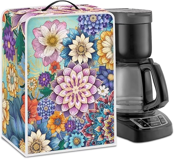 Mandala Flowers Coffee Maker Machine Dust Cover by Psesaysky