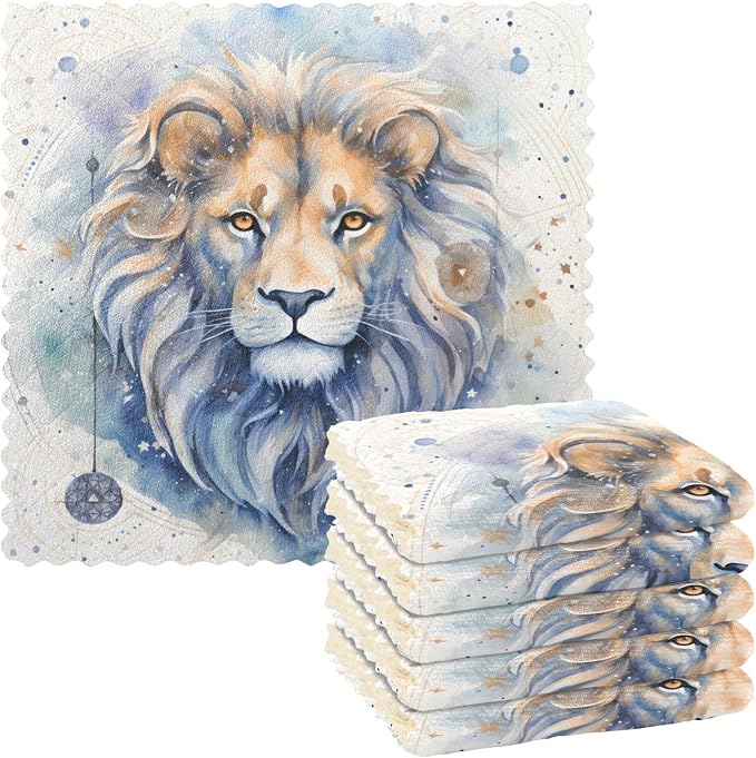 ALAZA Dish Towels Kitchen Cleaning Cloths Lion Dish Cloths Absorbent Kitchen by ALAZA