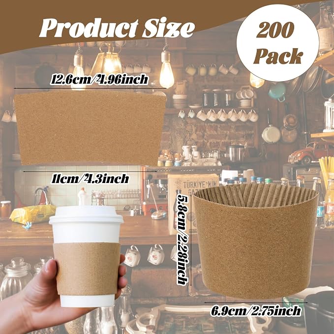 200 Pack Coffee Cup Sleeves for Cold and Hot Drinks Disposable Drink Sleeve for - Image 5