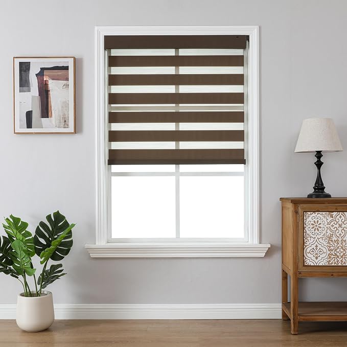 Joydeco No Drill Zebra Blinds for Windows, Cordless Day & Night Dual Sheer - Image 2
