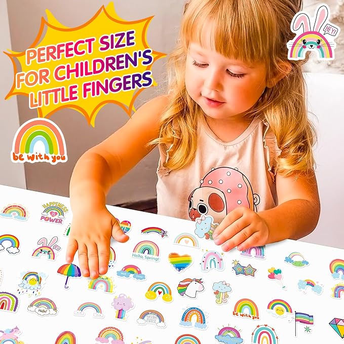 Cute Rainbow Stickers 100P Pack, Colorful Waterproof Vinyl Decals - Image 6