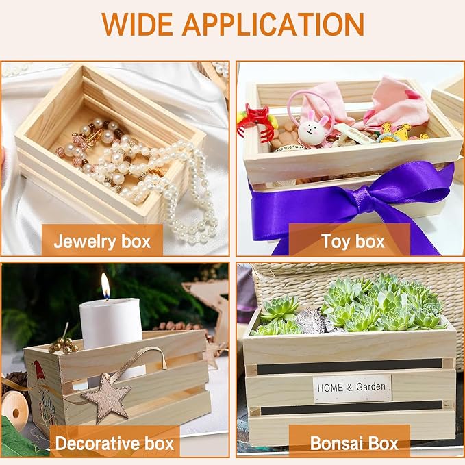 6PCSlyrlody Storage Crate Decorative Wood Crates Wooden Storage Container - Image 5