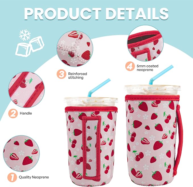 KJQJLY 3 Pack Reusable Iced Coffee Sleeves - Image 3