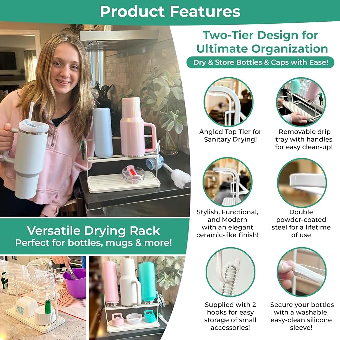Cup Drying Rack for Counter, Water Bottle Drying Rack for Kitchen Counter - Image 4