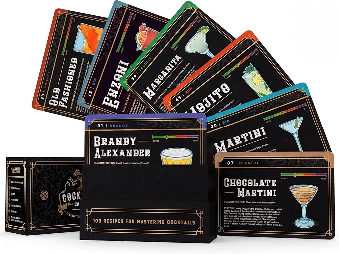 Cocktail Recipe Cards Set Home Bartender, 100 Drink Recipes by SUMUNZUR
