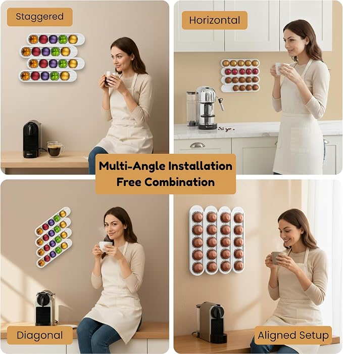 Bamboo Coffee Pod Holder, Adhesive Wall Mount - Image 6