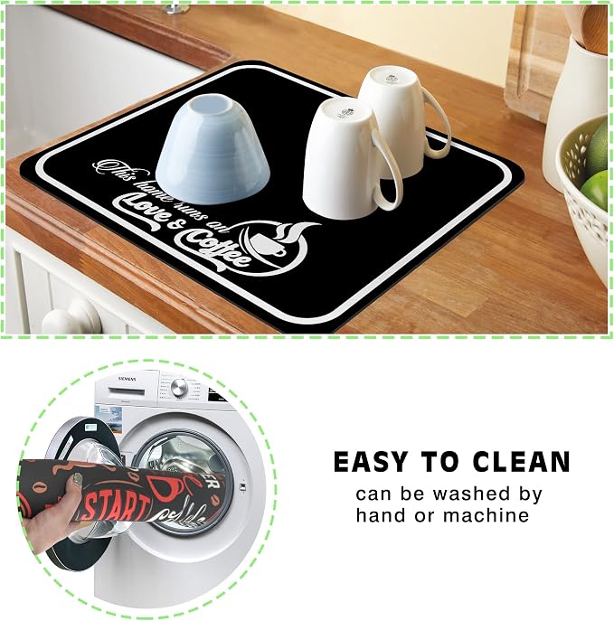 Coffee Bar Mat Rubber Dish Drying Mat - Image 3