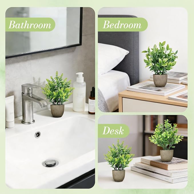 Der Rose 4 Pack Mini Artificial Plants Indoor in Pots Mixed Fake Plants - Image 8