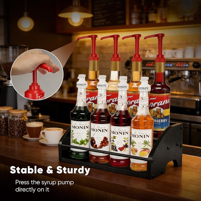 Mini Coffee Syrup Rack, 2-Tier | Syrup Bottles Holder, Liquor Bottle Display - Image 2
