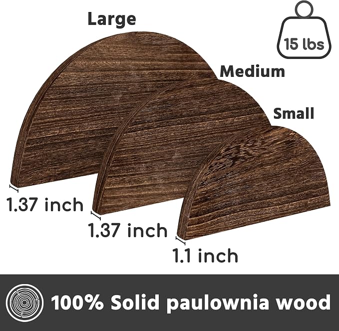 QsQueen Solid Wood Half Round Floating Wall Shelves | Elegant Floating Shelves - Image 3