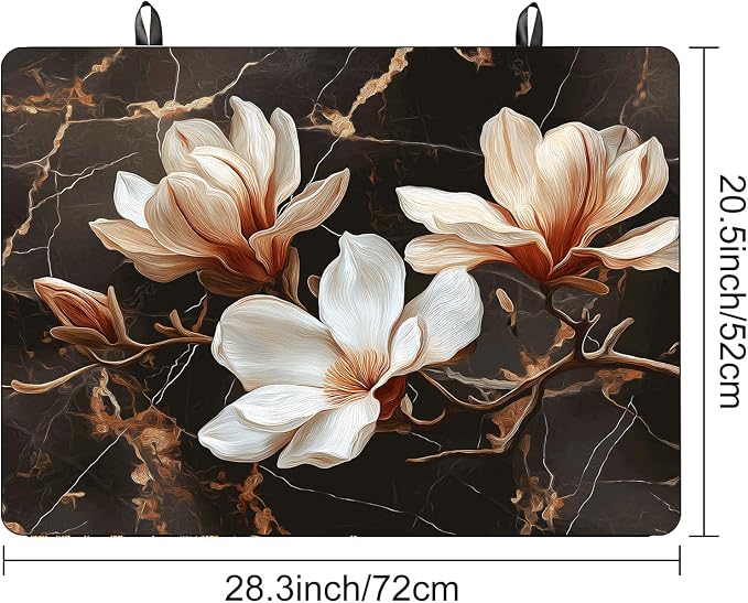 Black Gold Magnolia Stove Top Cover 28.3 x 20.5 Inches, Heat Resistant Glass - Image 5
