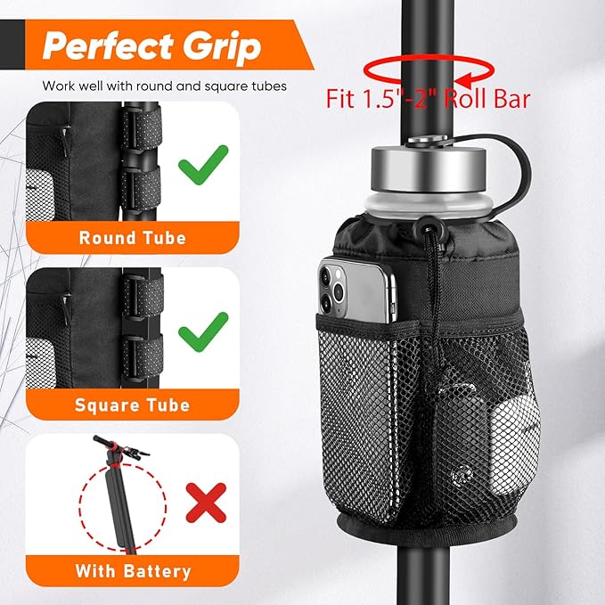 Belinous 2 Pack UTV Cup Holder for 8-32oz Bottles, Roll Bar Water Bottle Holder - Image 4