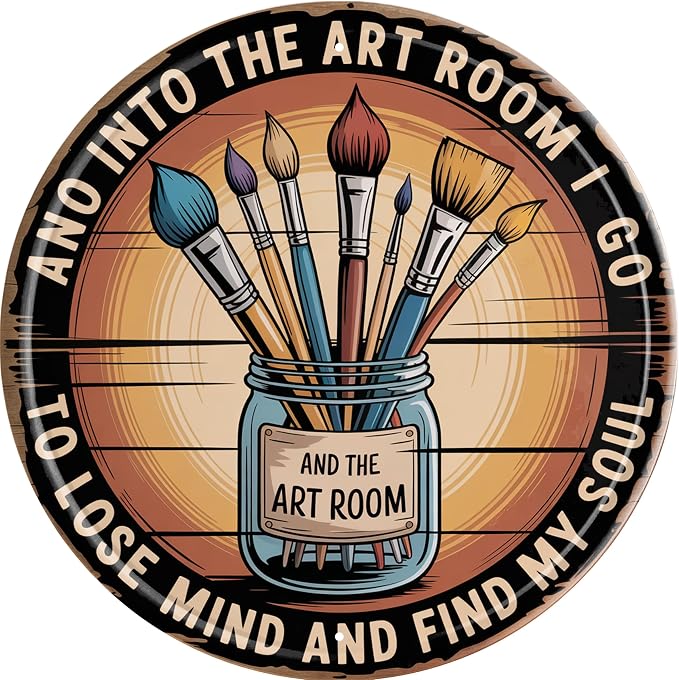 AWISZZZ Art Room Soul Metal Sign 8x8in Round Bohemian Plaque by AWISZZZ
