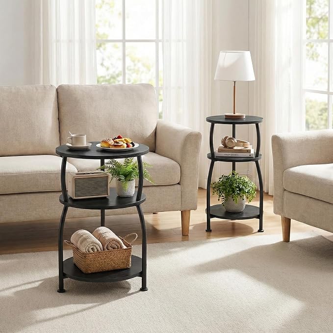 Round Side Table, 3-Tier End Table - Image 8