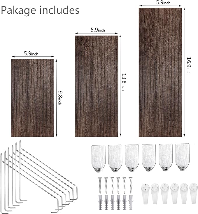 Floating Shelves Set of 3 Rustic Solid Wood Floating Shelf Wall Storage Shelves - Image 3