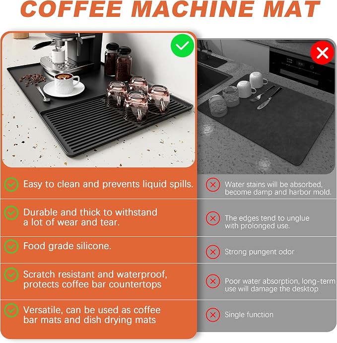Silicone Coffee Mat, 24 x 16 Inch Non-Slip Heat Resistant, Large and Small - Image 6