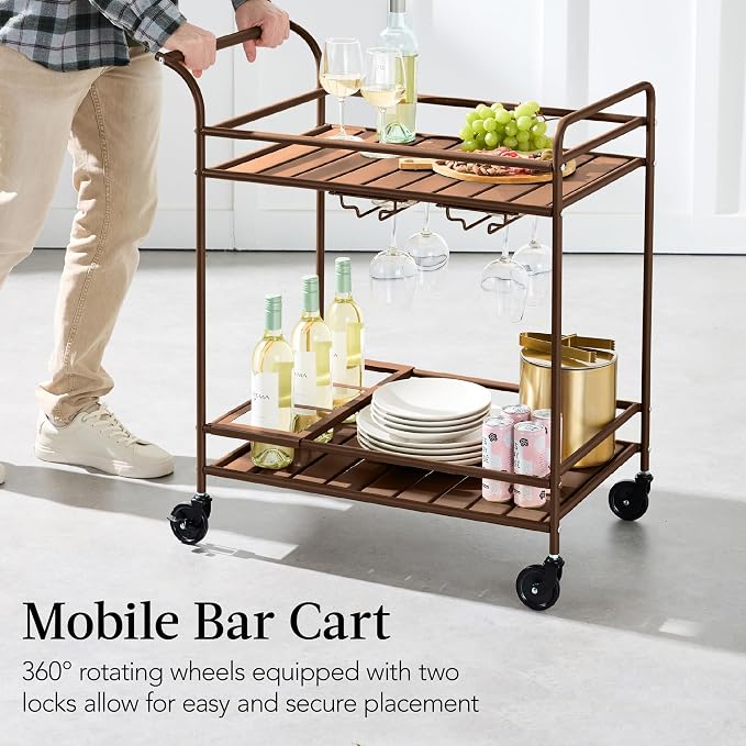 Best Choice Products Rolling Bar Cart, Mobile Home Bar Serving Cart, Serving - Image 5