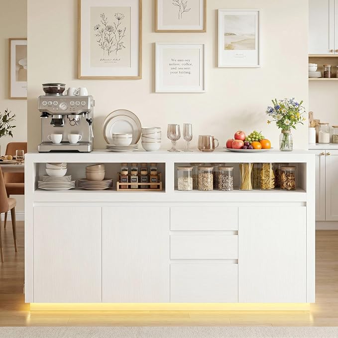 FOTOSOK 63" Sideboard Buffet Cabinet - Image 3
