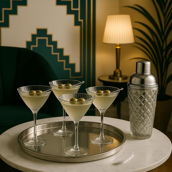 VEMACITY - Silver Luxury Home Mixology Cocktail Shaker Set - Glass Shaker with - Image 3