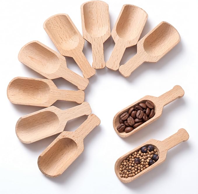 12 Pcs Mini Wooden Scoops for Canisters Mini Wood Coffee Spoon Small Bath Salt by Yalikop