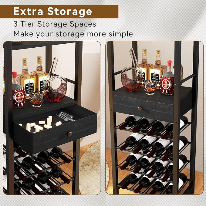 IBUYKE Wine Rack Freestanding Floor, Bar Cabinet - Image 6