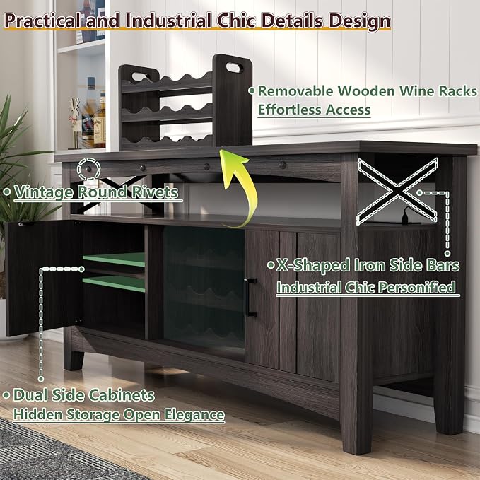 Armocity Farmhouse Bar Cabinet - Image 7