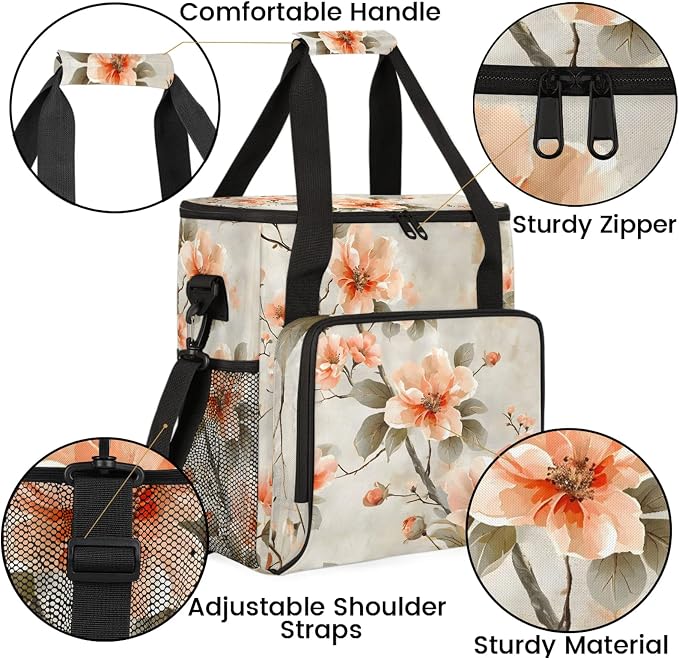 Cherry Blossom Flower Coffee Maker Carring Bag, Large Insulated Storage - Image 6