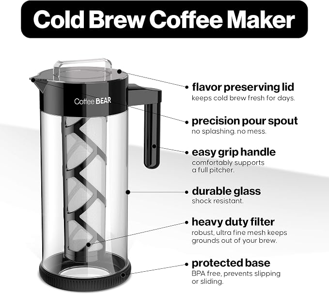 COFFEE BEAR – Cold Brew Coffee Maker and Iced Tea Brewer, Large 1.3L - Image 2