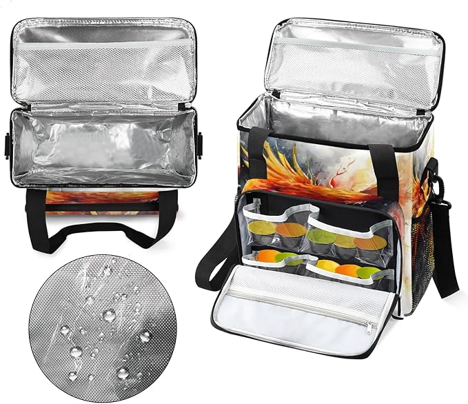 Phoenix Bird Coffee Maker Carring Bag, Large Insulated Storage Organizer Case - Image 3
