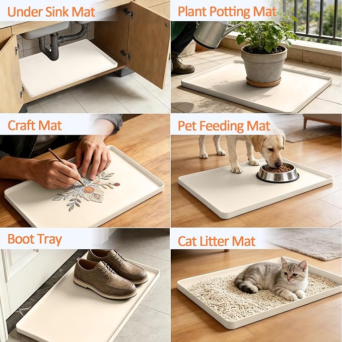 Silicone Coffee Maker Mat with Lip, 15.7'' x 11.8'' Heavy Duty Coffee Maker Mat - Image 7