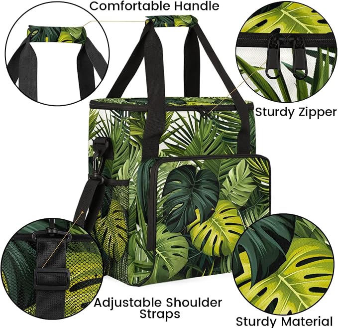 Tropical Palm Leaves Coffee Maker Carring Bag, Large Insulated Storage - Image 6
