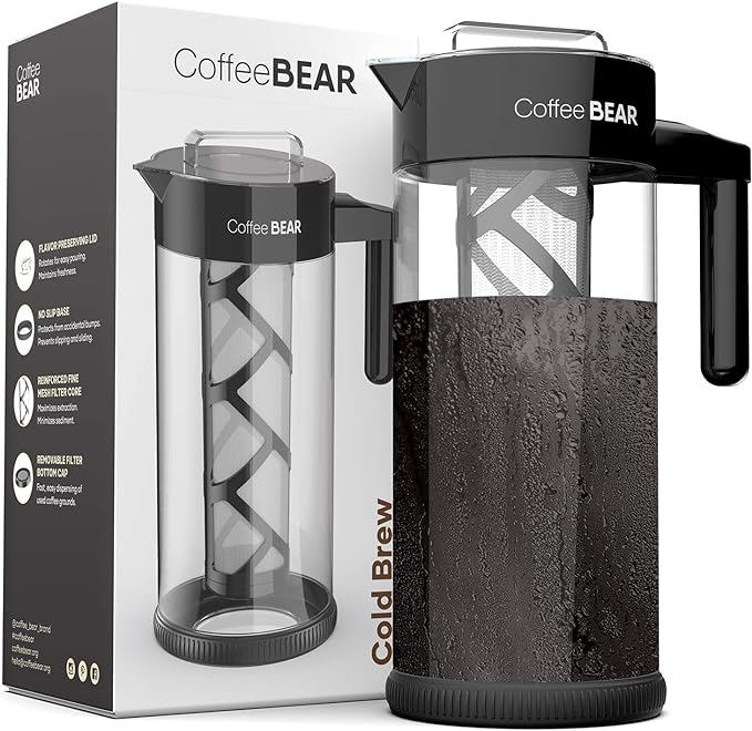 COFFEE BEAR – Cold Brew Coffee Maker and Iced Tea Brewer, Large 1.3L by COFFEE+BEAR