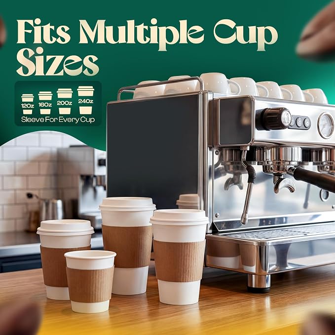 100 Pcs Coffee Cup Sleeves Disposable – Corrugated Kraft Paper Cup Sleeves - Image 6