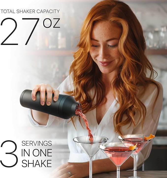 BARE BARREL Insulated Cocktail Shaker Set | Double Wall Stainless Steel | - Image 3