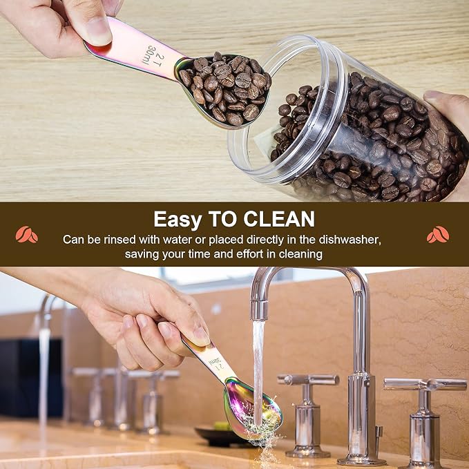 Safring Stainless steel coffee scoop 2-piece set durable Tablespoon, ergonomic - Image 6