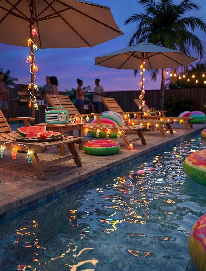 Abeja Summer Slipper String Lights, 8.5Ft Outdoor Hawaiian Tropical Decoration - Image 5