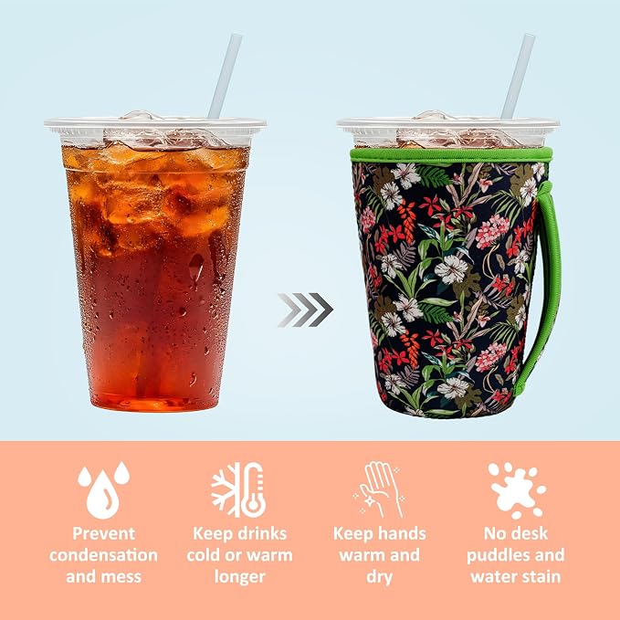 KJQJLY 3 Pack Reusable Iced Coffee Sleeves - Image 3