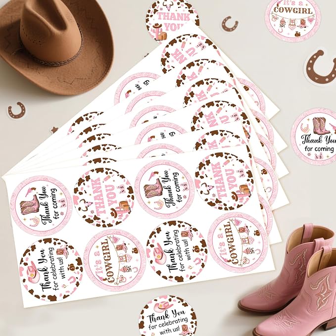 Serencatcher 10 Sheets Cowgirl Baby Shower Stickers, Western Cowgirl Baby - Image 4