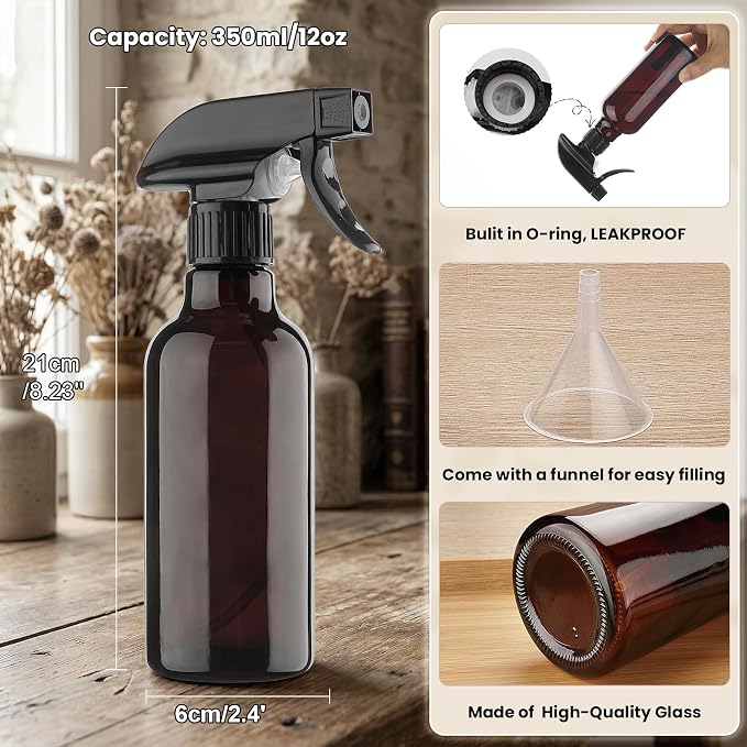Glass Spray Bottles 12oz Empty Spray Bottle Mist/Stream Spraying Small - Image 4